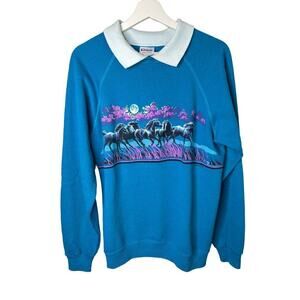 Vintage 1990 Lifestyle Hanes Epic Horse Peter Pan Collar Sweatshirt Pullover L